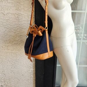 Dooney Bourke Florentine Leather Canvas Cabrilet Bucket Bag